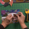 Making a picture with fabric scraps