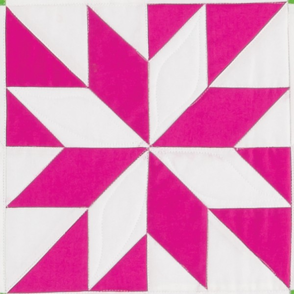 Pink and white quilt square