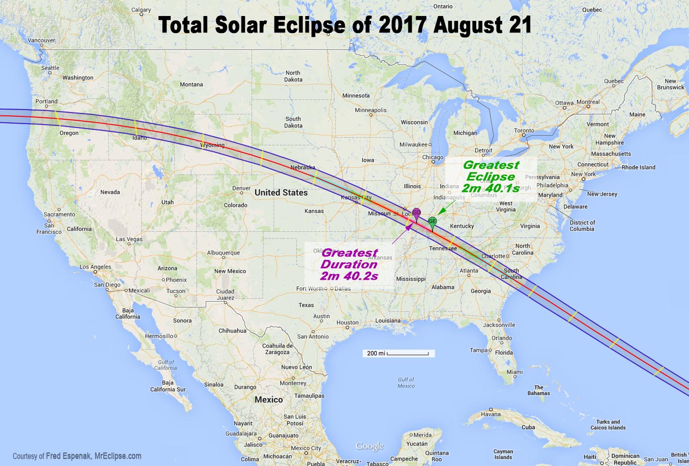 Solar eclipse map