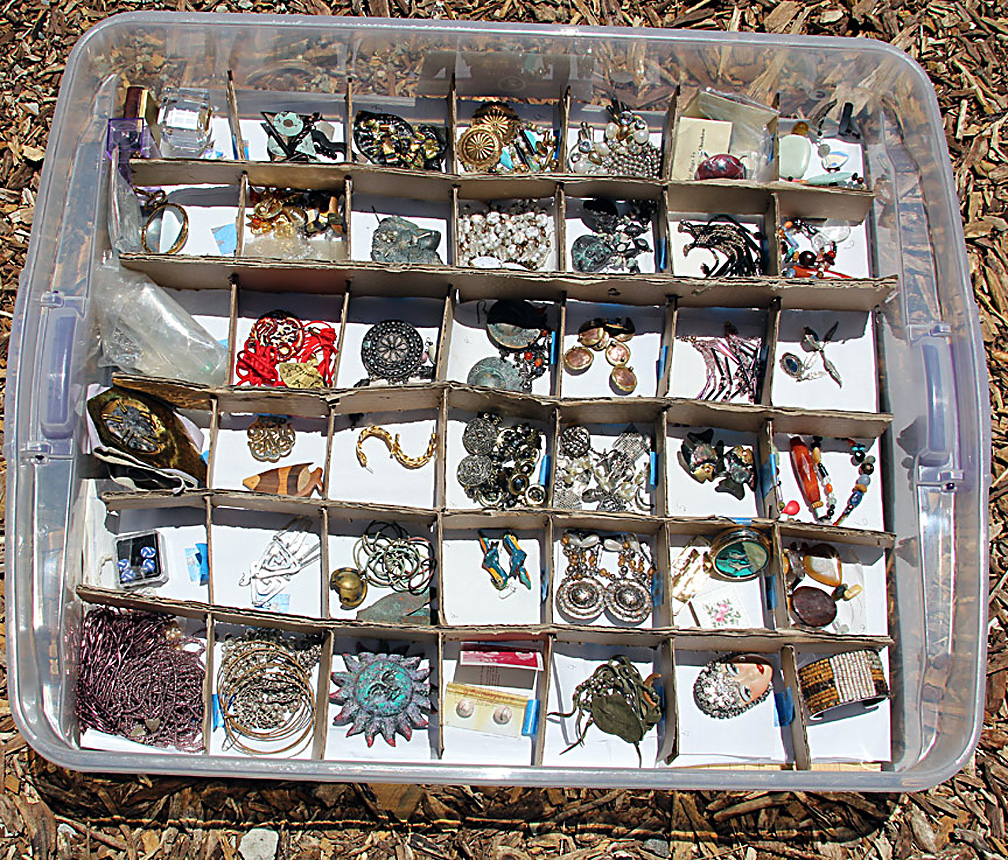 Homemade jewelry in a container