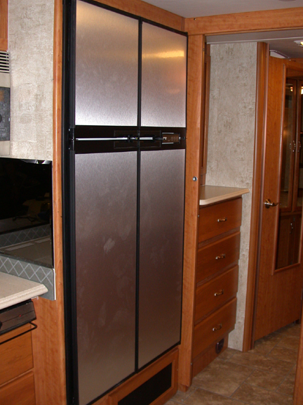 Four door refrigerator in an RV