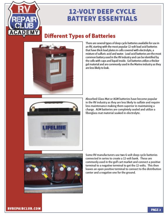 12 Volt Deep Cycle Battery Essentials page in a book