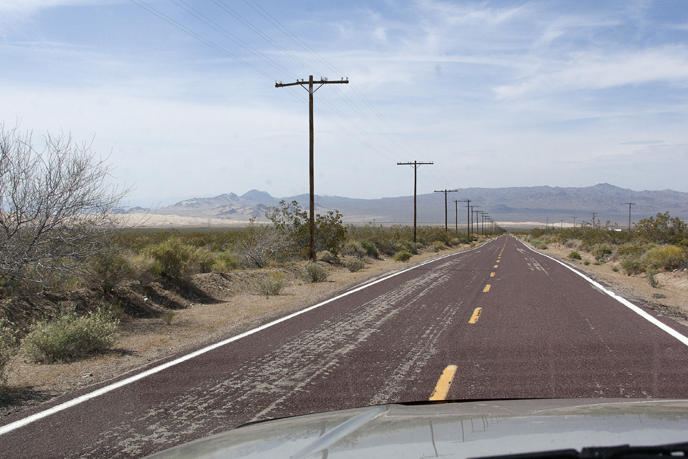 Open road with power lines