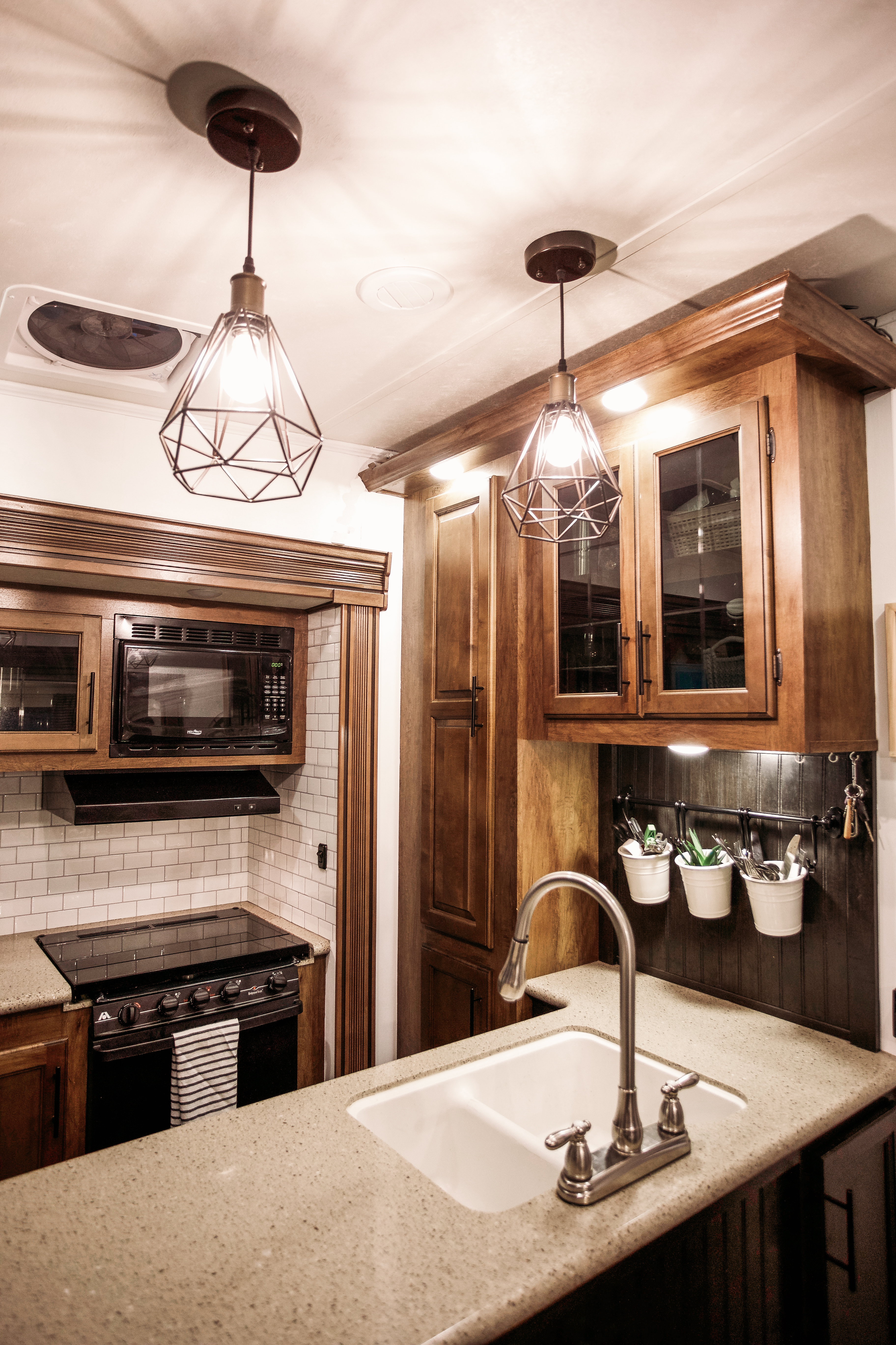 Kitchen area of an RV