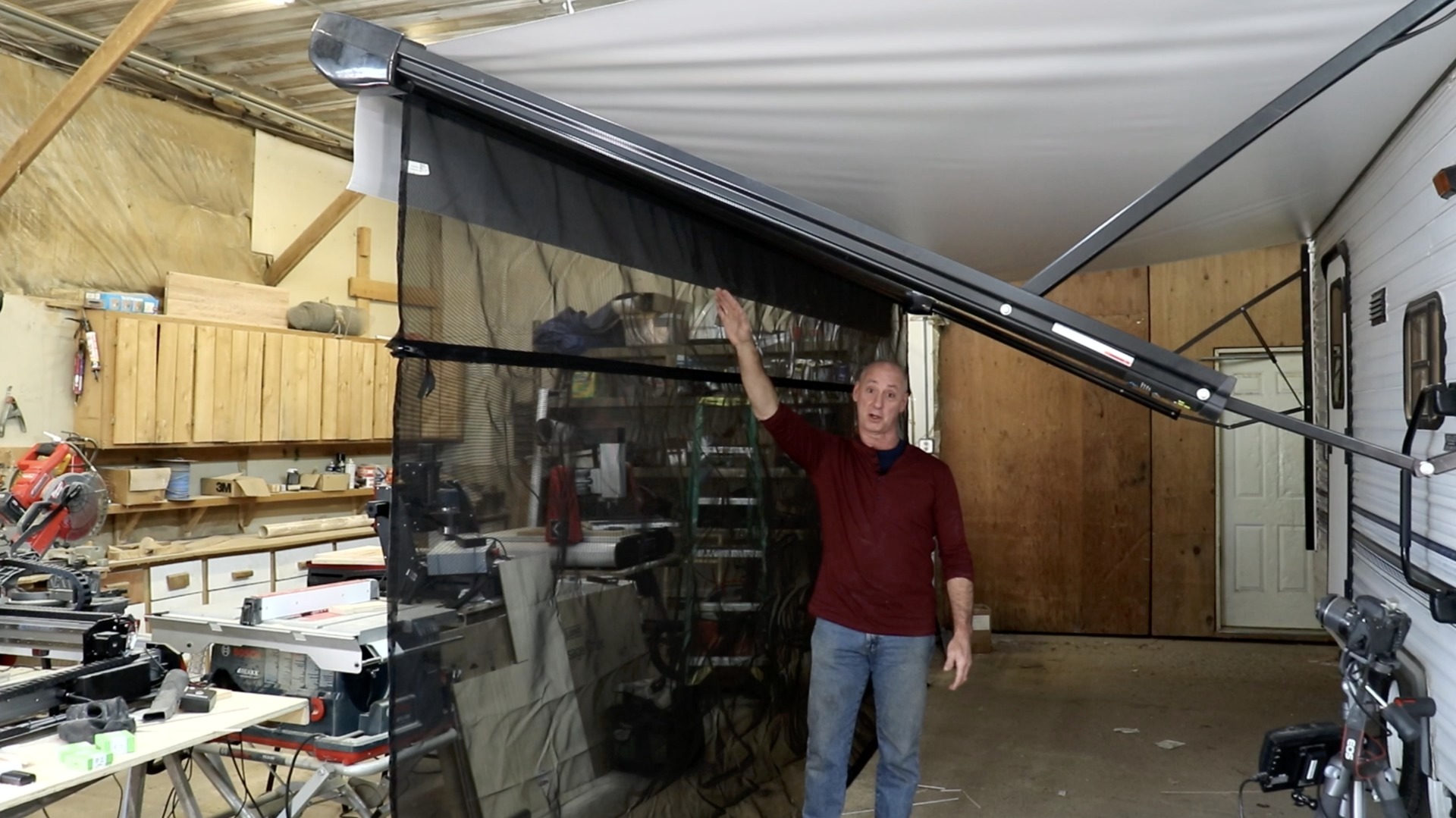 Man with an awning