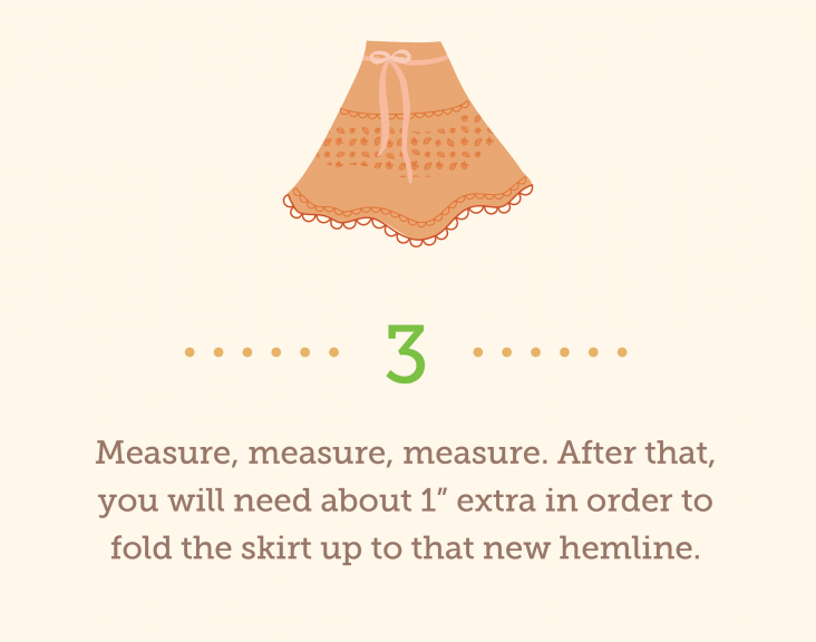 Step 3 measuring a skirt hem