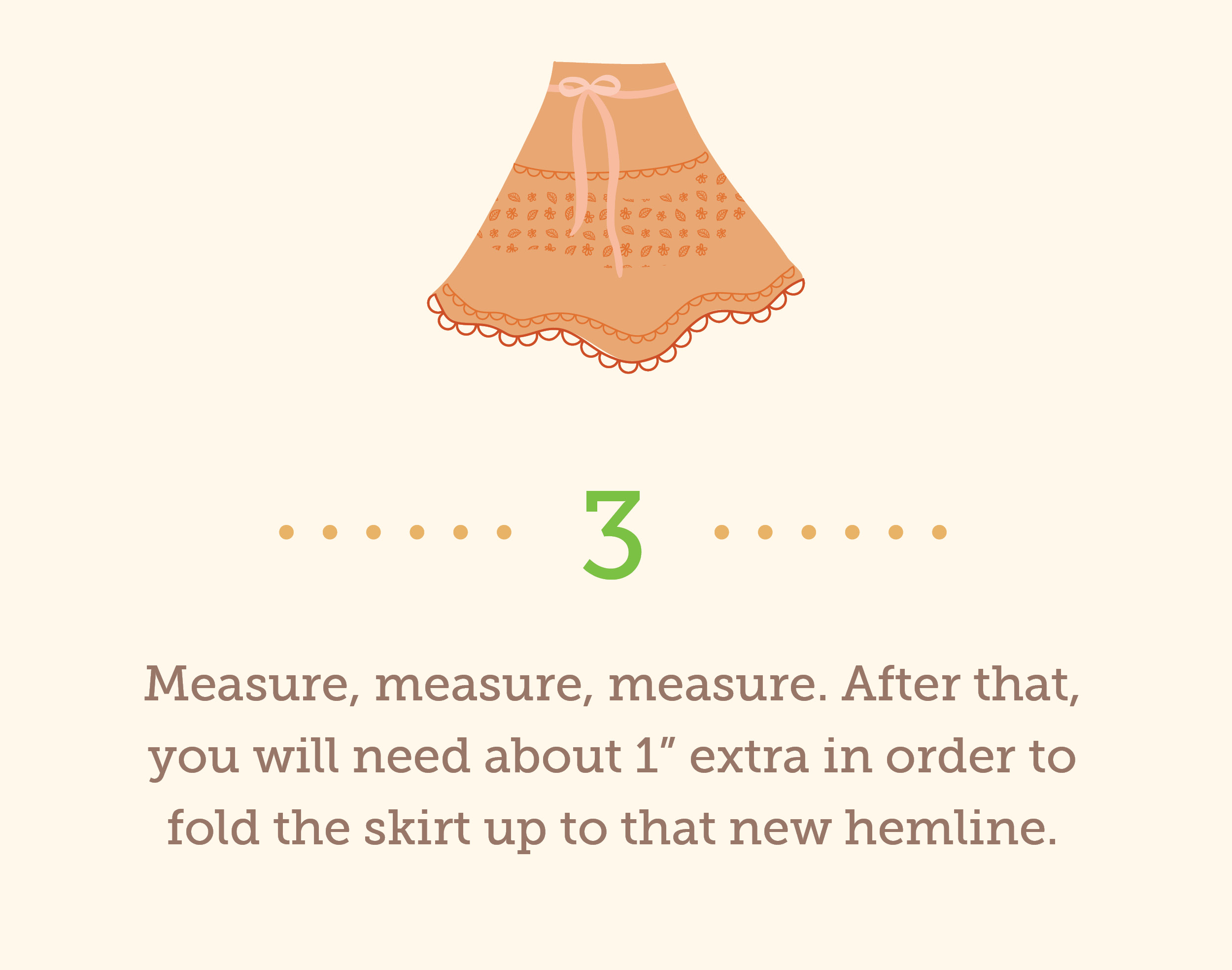 Step 3 measuring a skirt hem