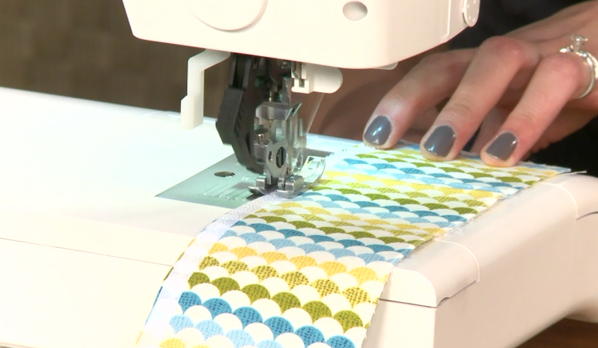 Sewing fabric with a blue and green pattern