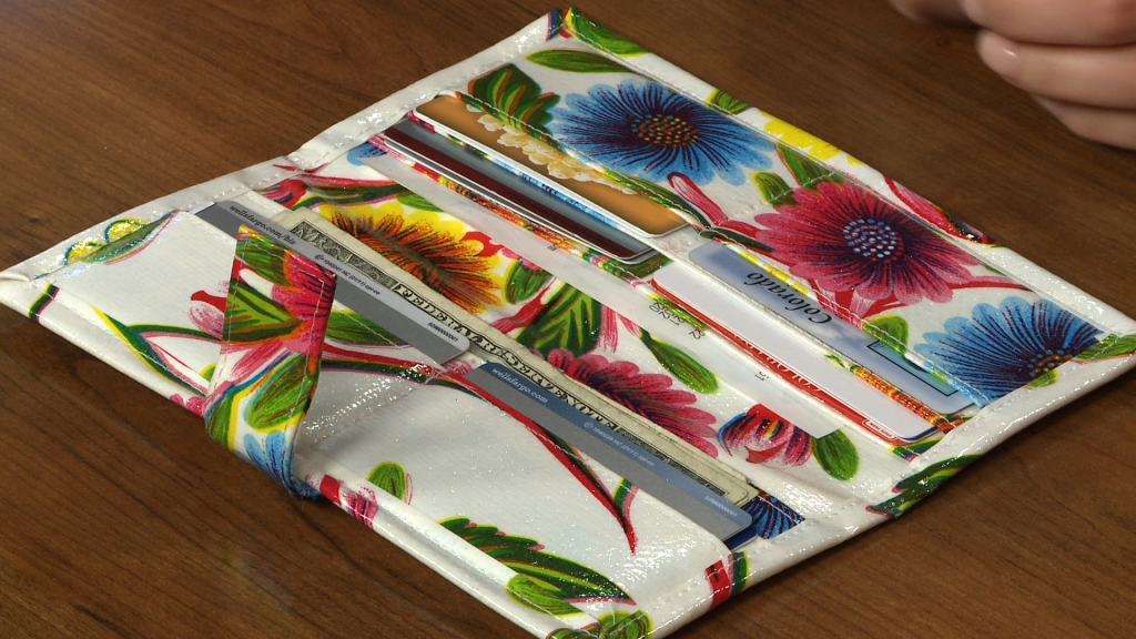 Floral oilcloth wallet