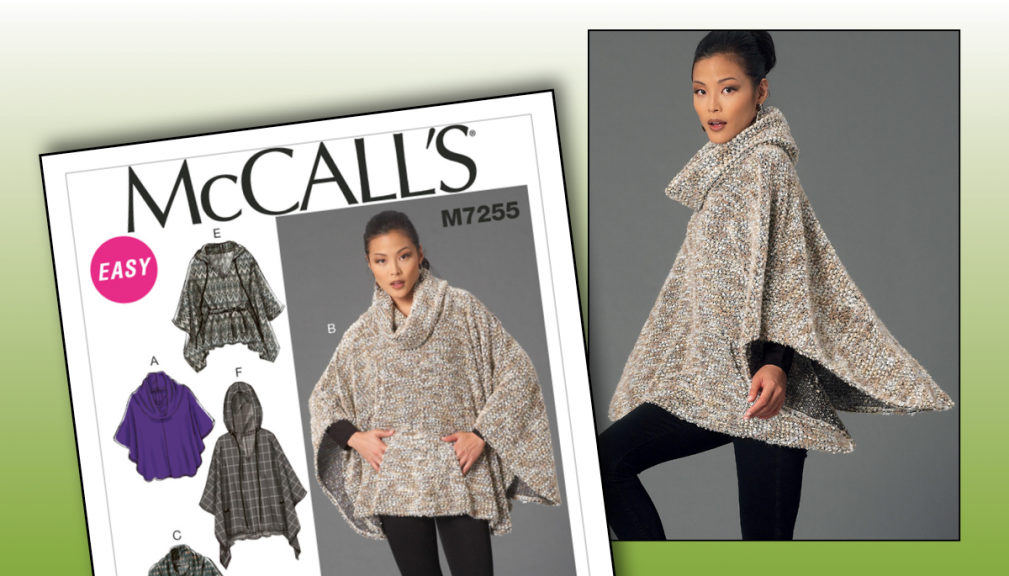 Cowl-neck or hooded poncho and belt pattern