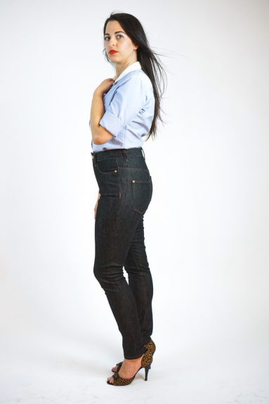 Person modeling skinny jeans