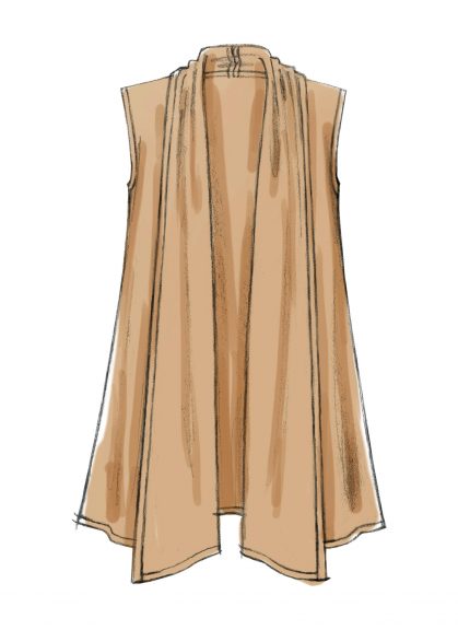 Drawing of a tan shawl vest