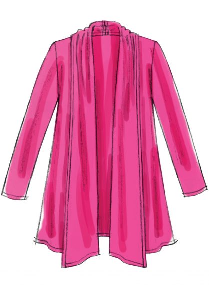 Drawing of a pink shawl collar cardigan