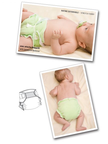 Baby in a green cloth diaper