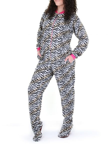 Animal print foot pajamas