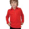 Boy wearing a red long sleeved polo shirt