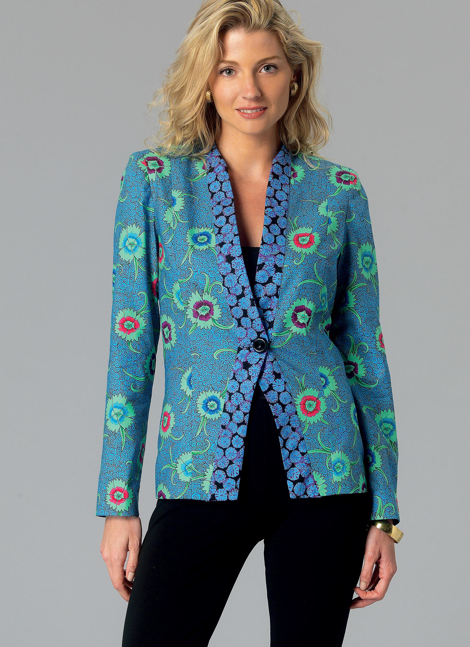 Flower pattern princess seam jacket