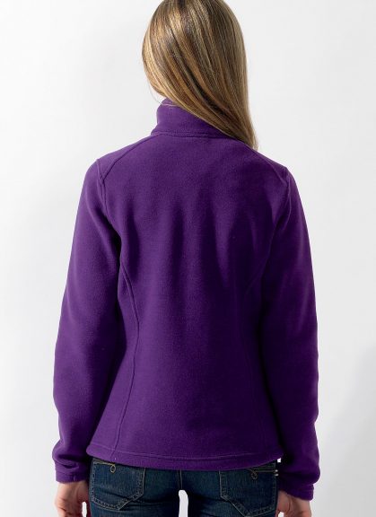Back of a purple stand-up collar jacket
