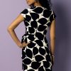 Black and white leaf pattern wrap dres