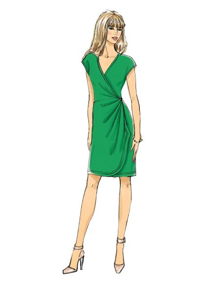 Drawing of a green wrap dress