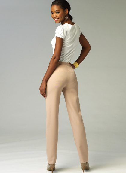 Back of woman wearing tapered pants
