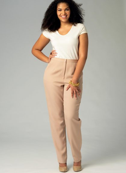 Woman modeling tapered pants