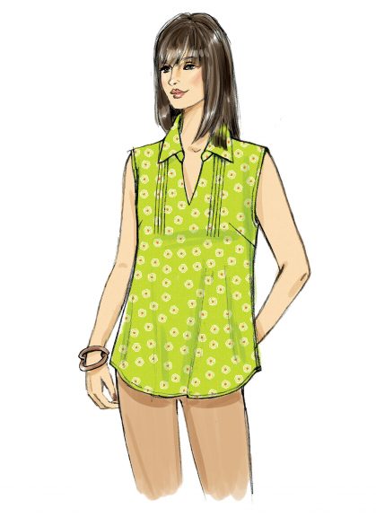 Drawing of a woman in a sleeveless green top