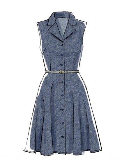 Drawing of a shirtdress with a belt