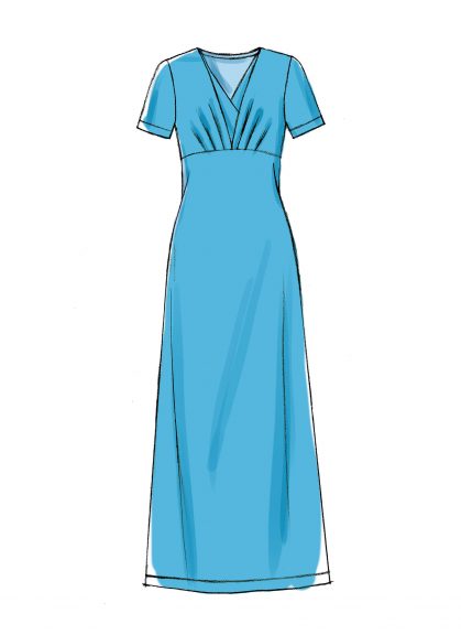 Floor length blue short sleeve dress