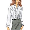 Ruffle front button-down collared shirt