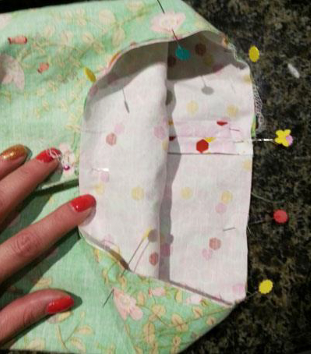 Pinned fabric pieces