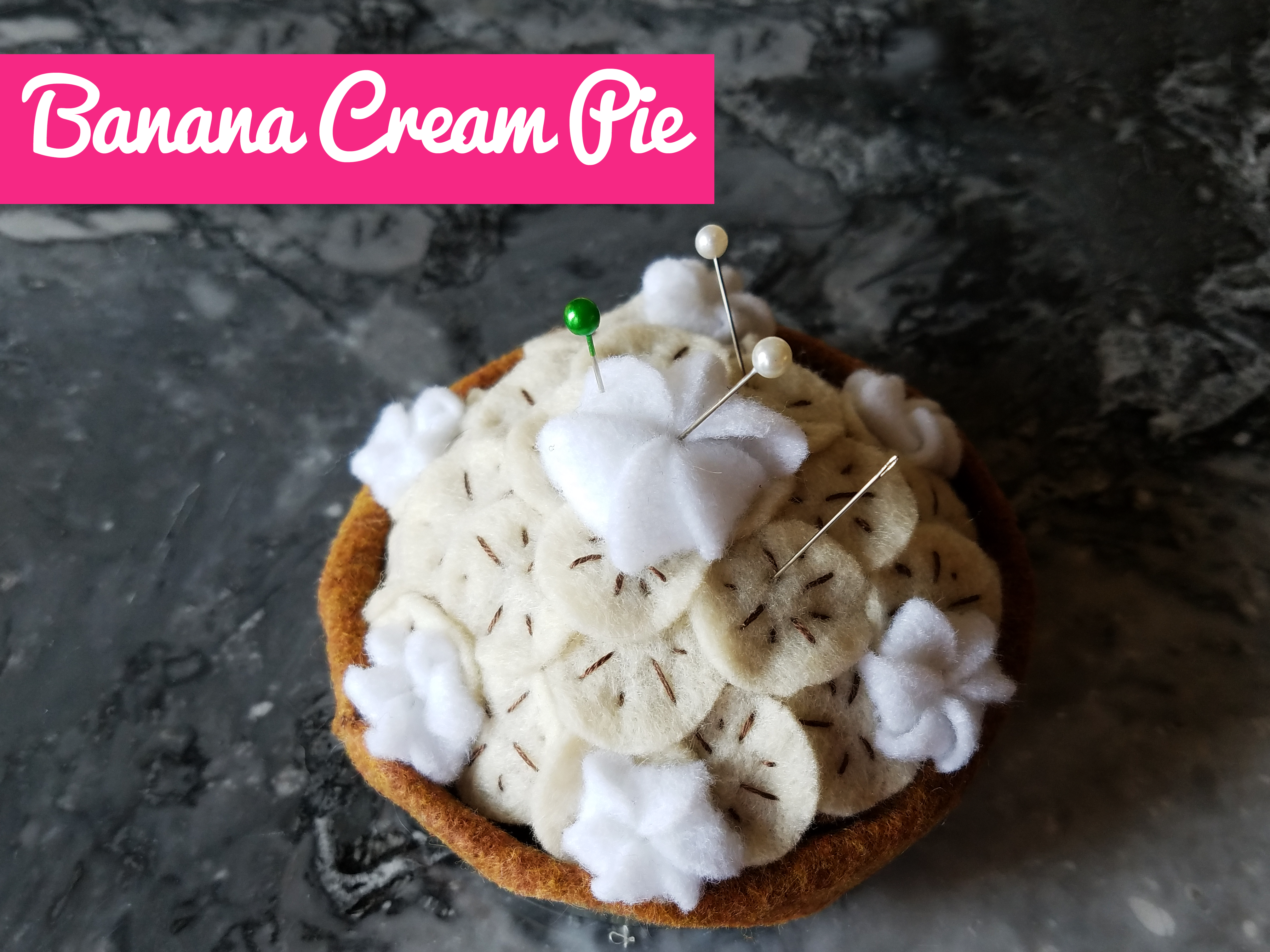 Banana cream pie pincushion