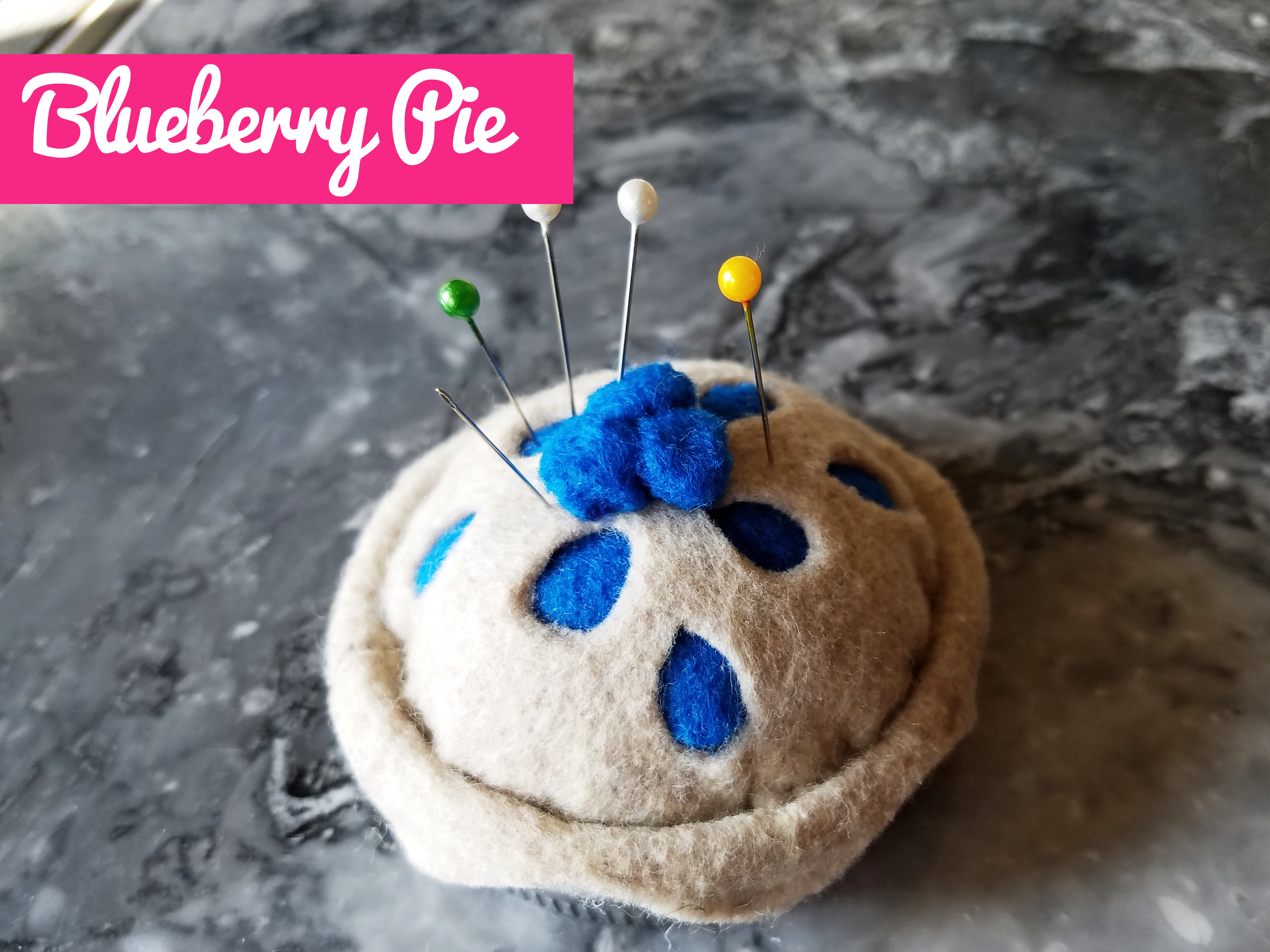 Blueberry pie pincushion