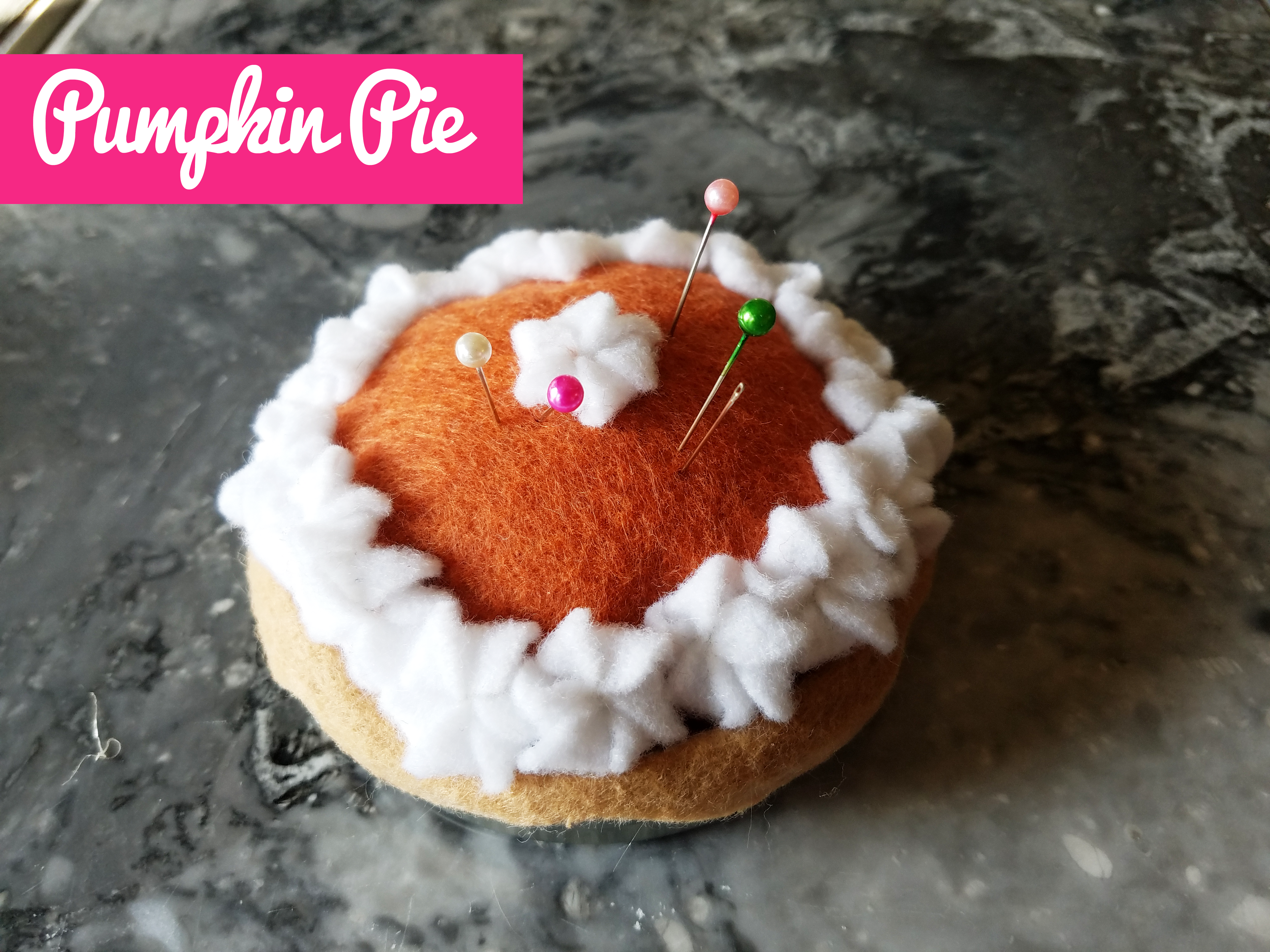 Pumpkin pie pin cushion
