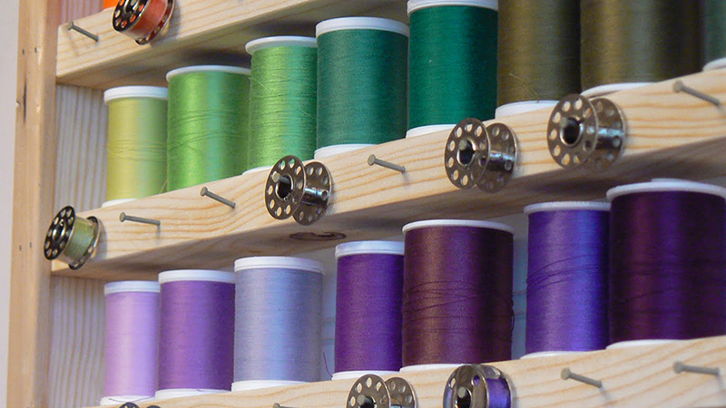 Purple and green threads