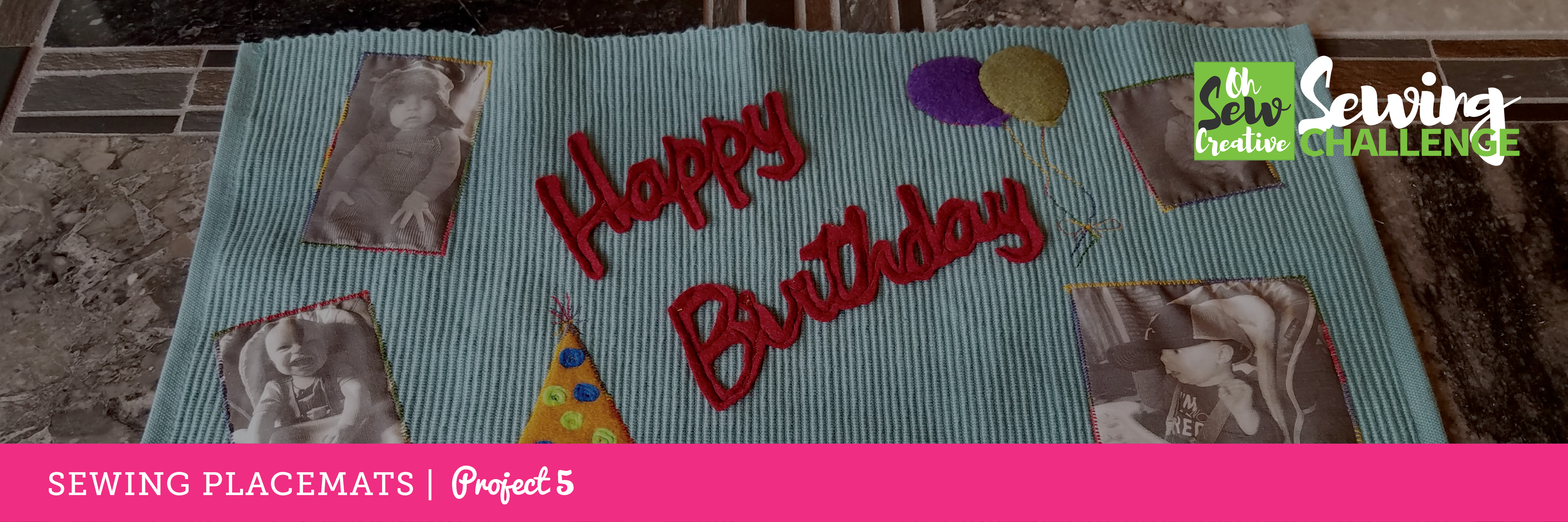 Sewn Happy Birthday placemat