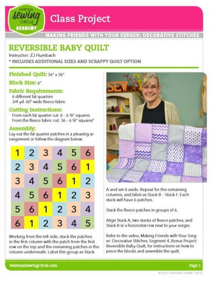 Reversible baby quilt pattern