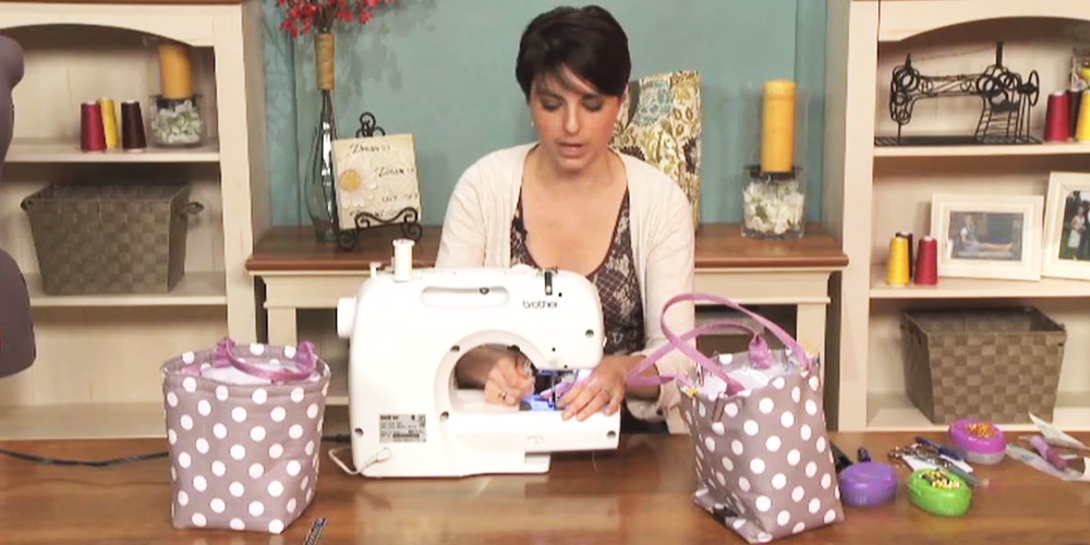 Woman using a sewing machine