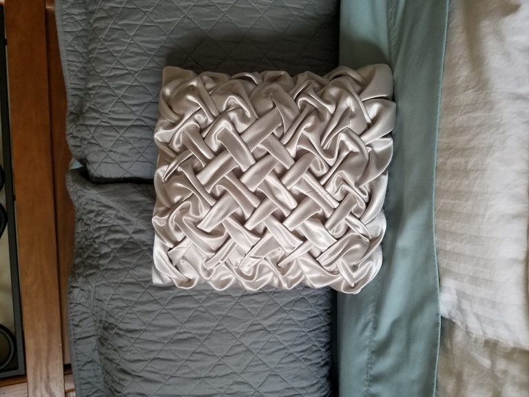 Silver basket weave pillow