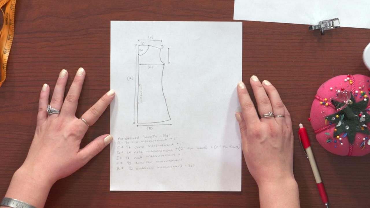 Pattern drafting for a summer dress