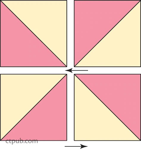 Pink and yellow triangle pattern squares