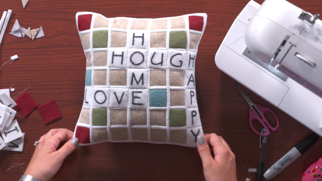 Scrabble pattern pillow