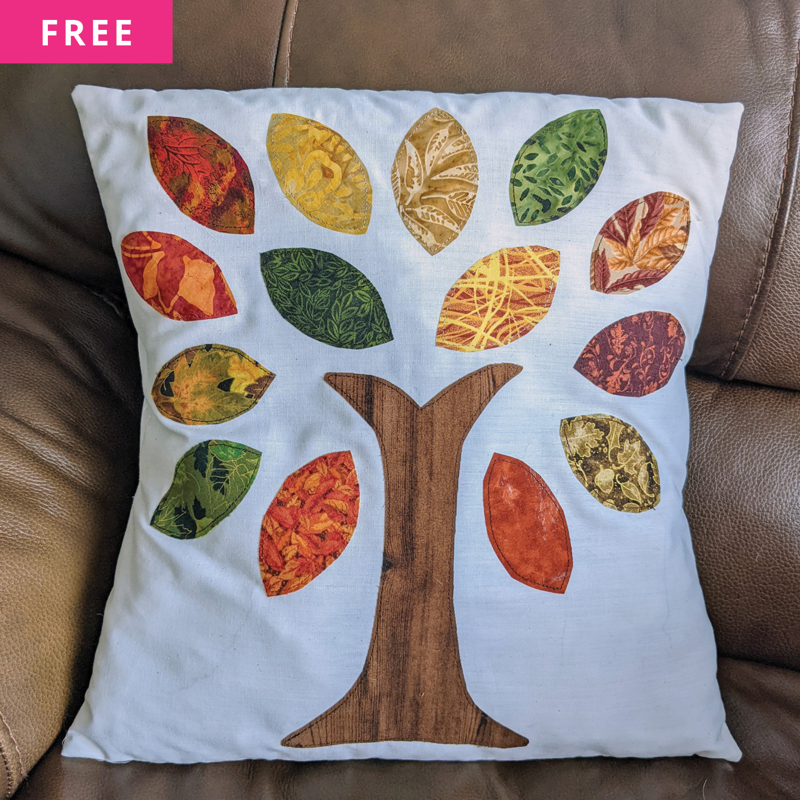 Free Sewing Pattern - Applique Leaves Pillow