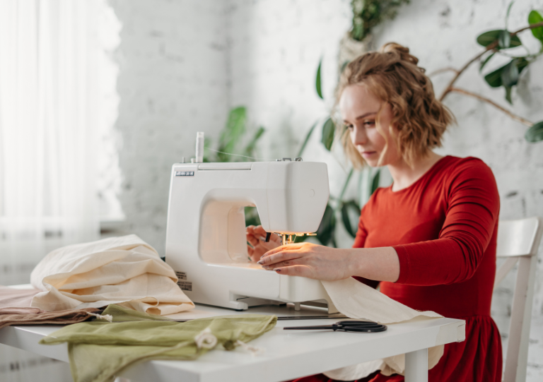 Woman at a sewing machine