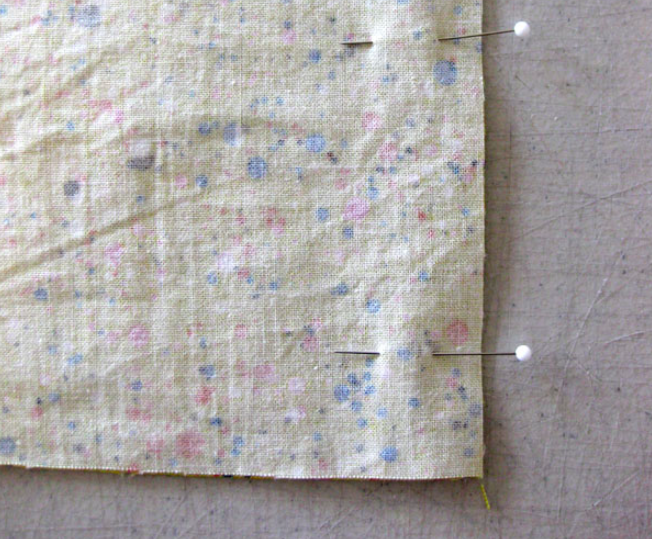 close up pinned fabric