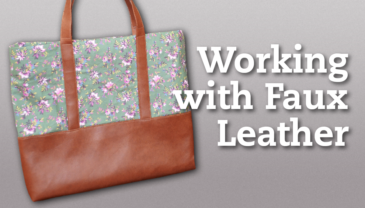 Faux leather tote with flower pattern