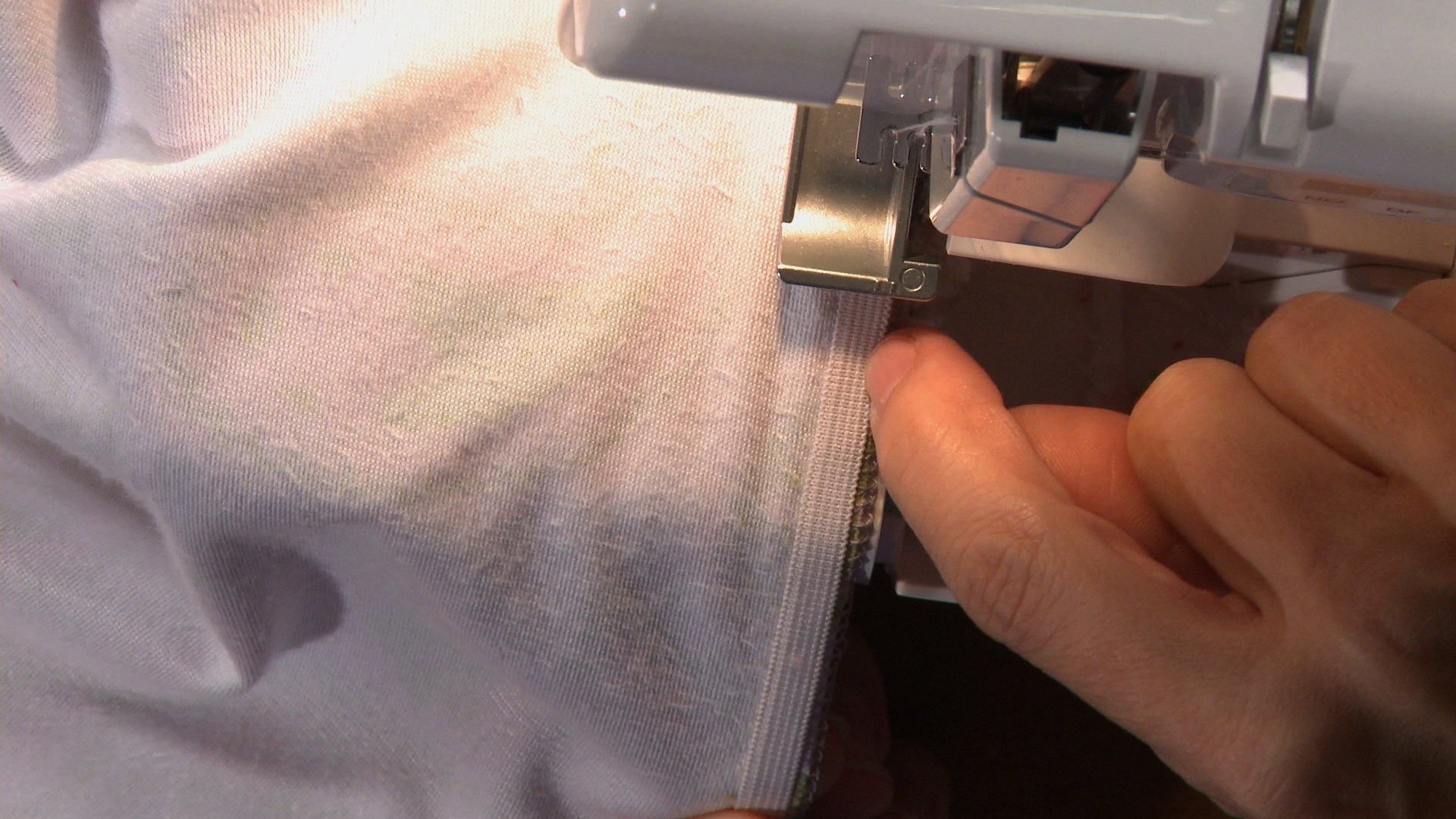 Sewing fabric with a serger