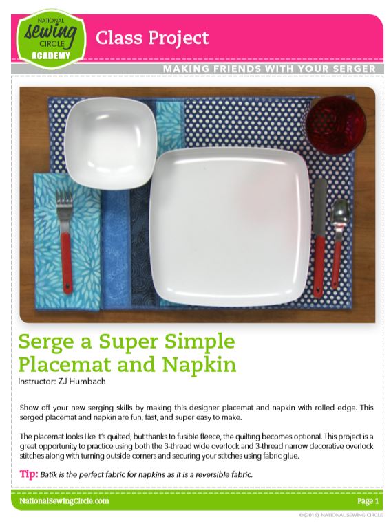 Serge a Super Simple Placemat and Napkin guide