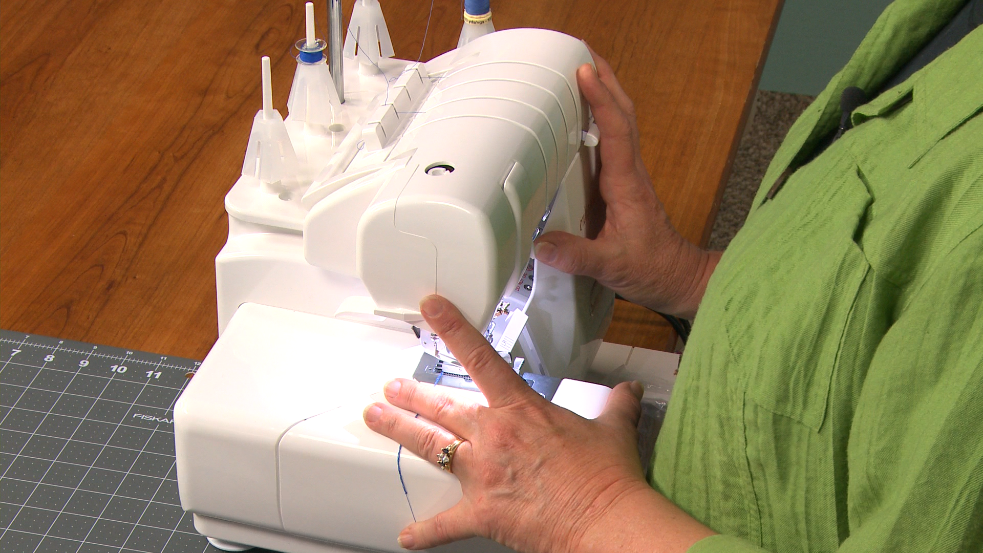 Woman at a serger