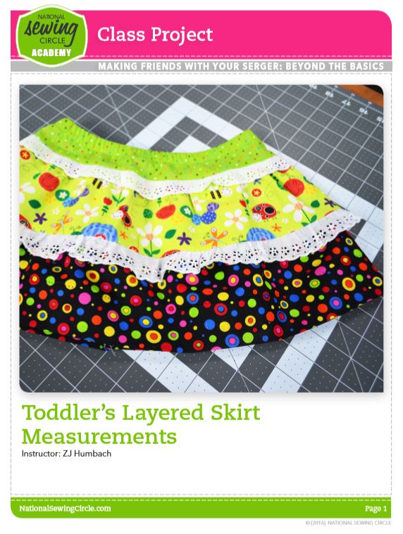 Toddler's Layered Skirt Measurements guide